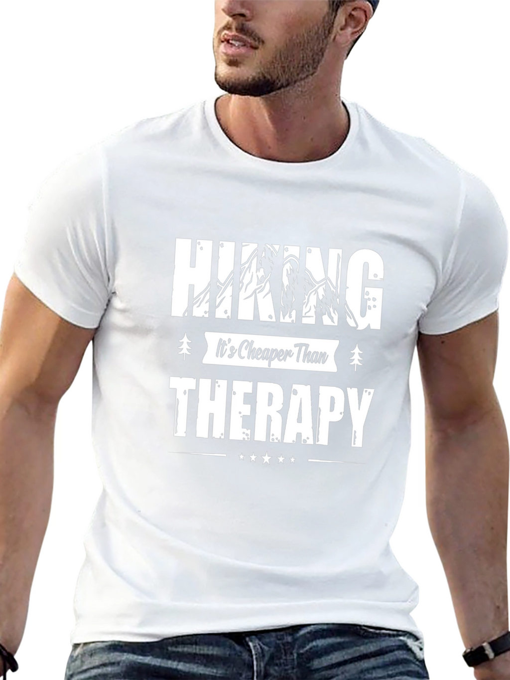 Hiking Cheaper Than Therapy Black Tee