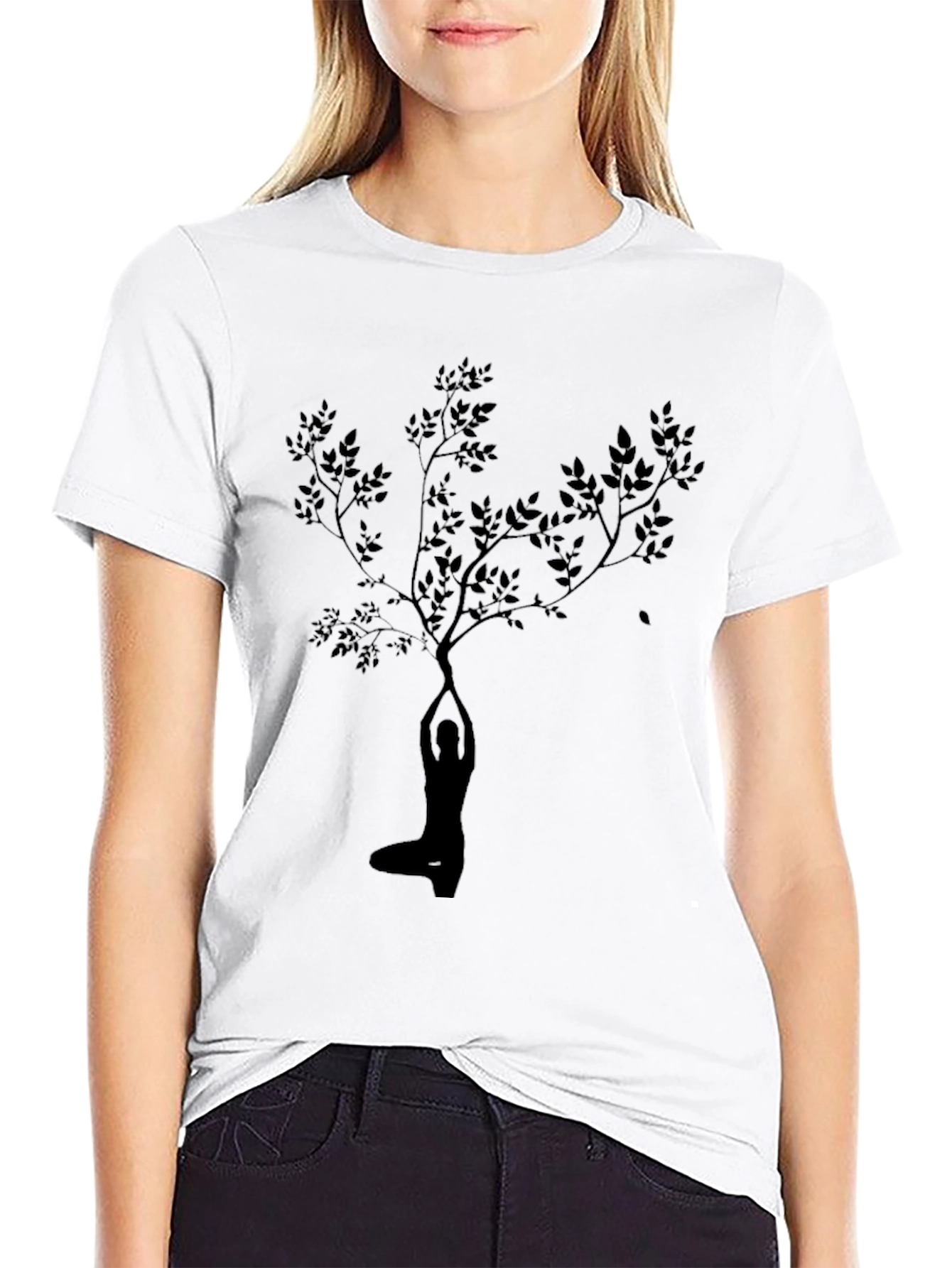 Yoga Tree Silhouette Black Graphic Tee