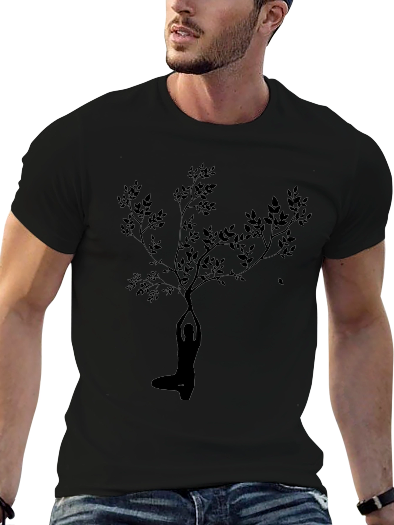 Yoga Tree Silhouette Black Graphic Tee