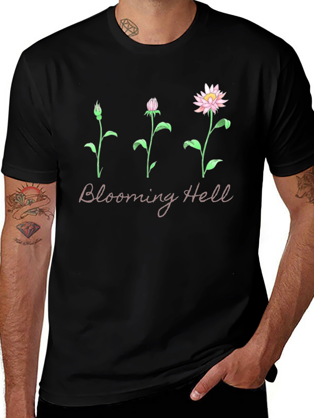Blooming Hell Graphic T-Shirt - Black