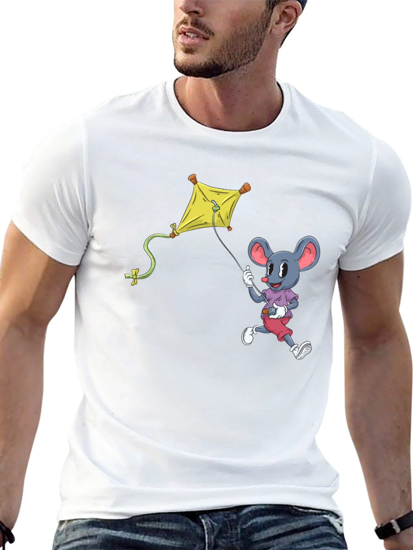 Mouse Kite T-Shirt - Cartoon Graphic Tee