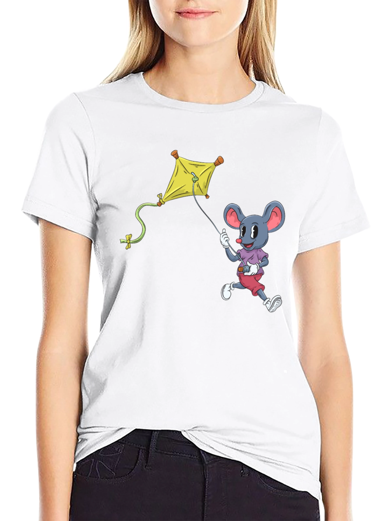 Mouse Kite T-Shirt - Cartoon Graphic Tee