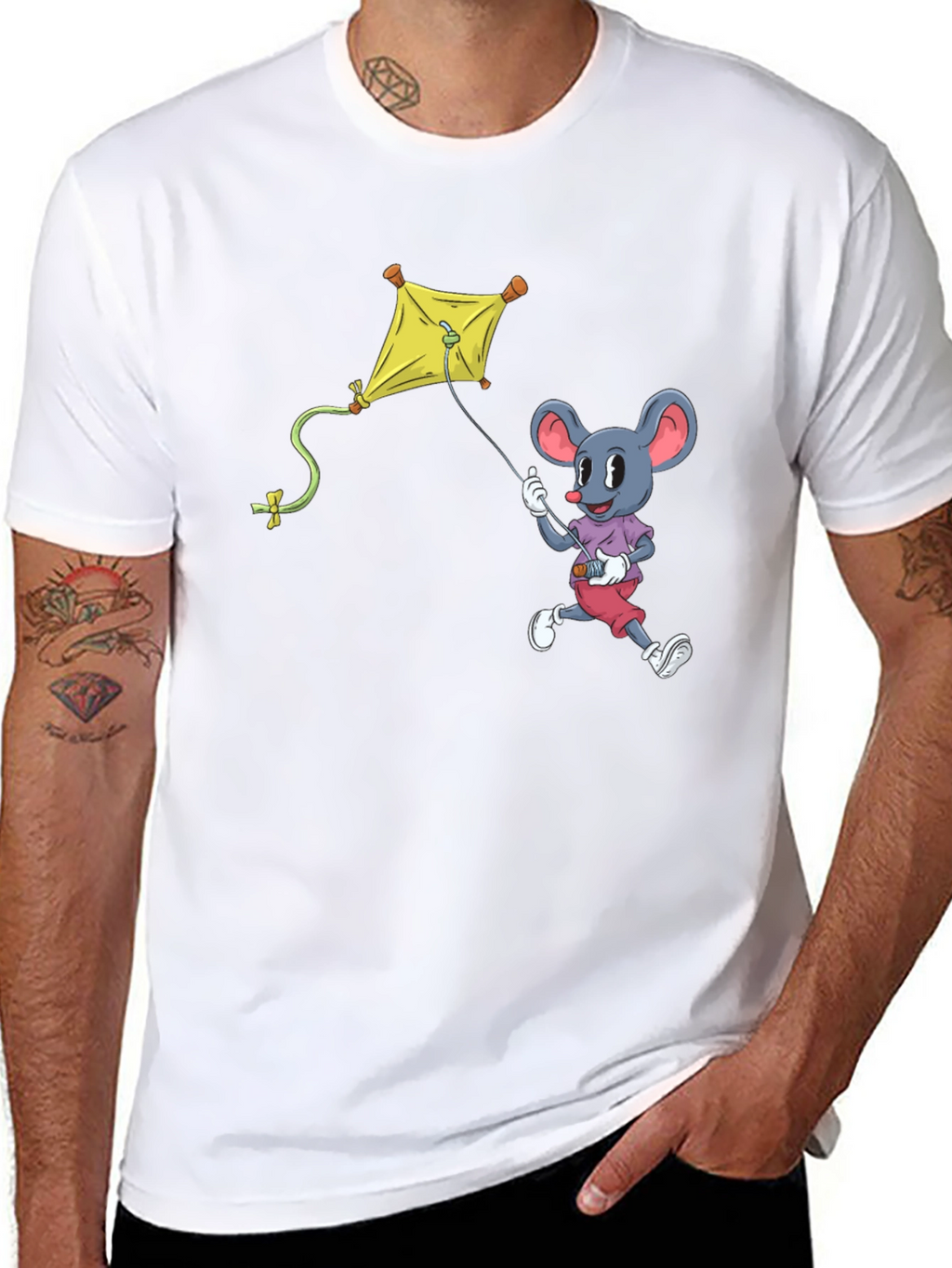 Mouse Kite T-Shirt - Cartoon Graphic Tee
