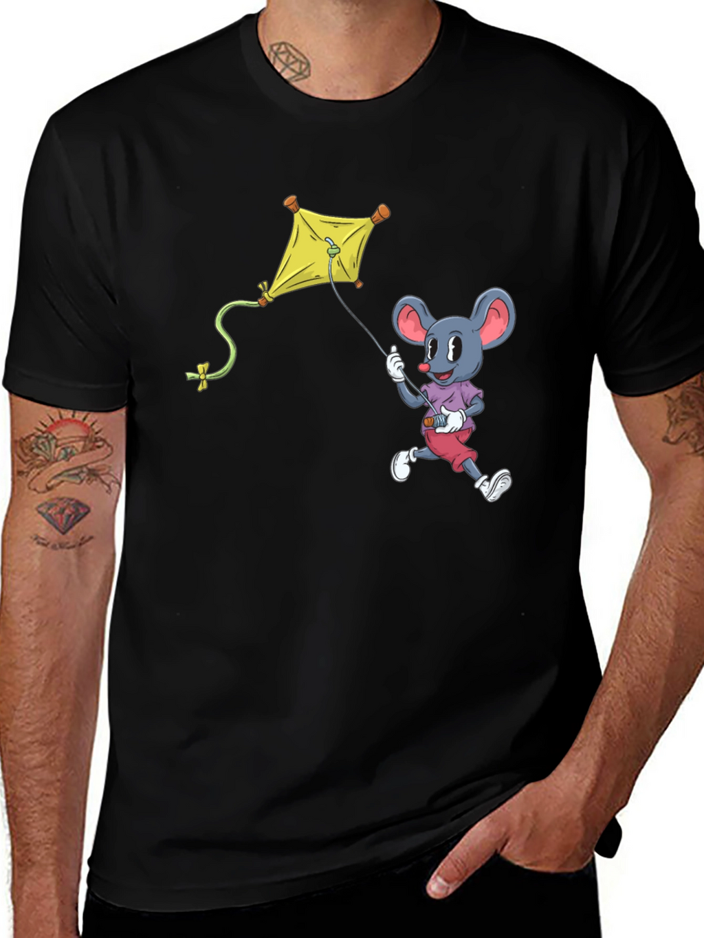 Mouse Kite T-Shirt - Cartoon Graphic Tee