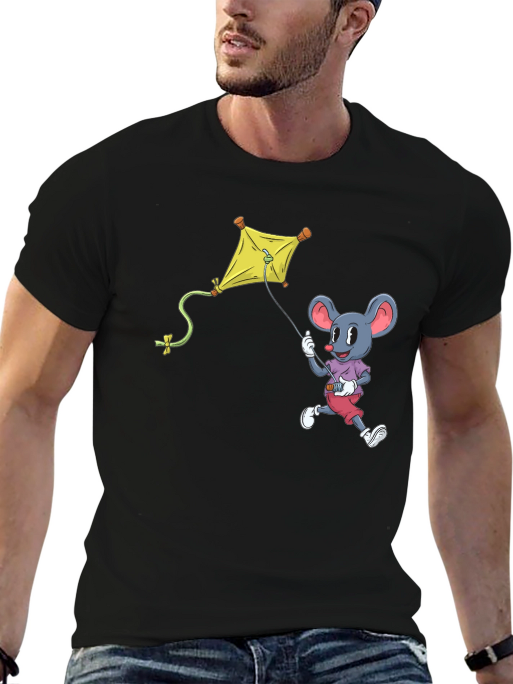 Mouse Kite T-Shirt - Cartoon Graphic Tee