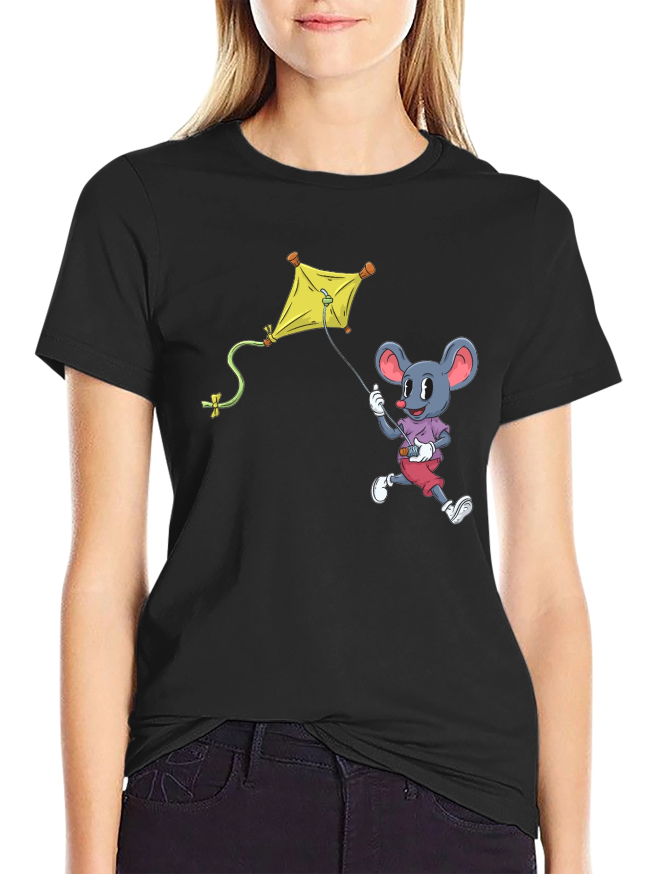 Mouse Kite T-Shirt - Cartoon Graphic Tee