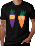 Funny Carrot Couple Graphic Tee - Black T-Shirt