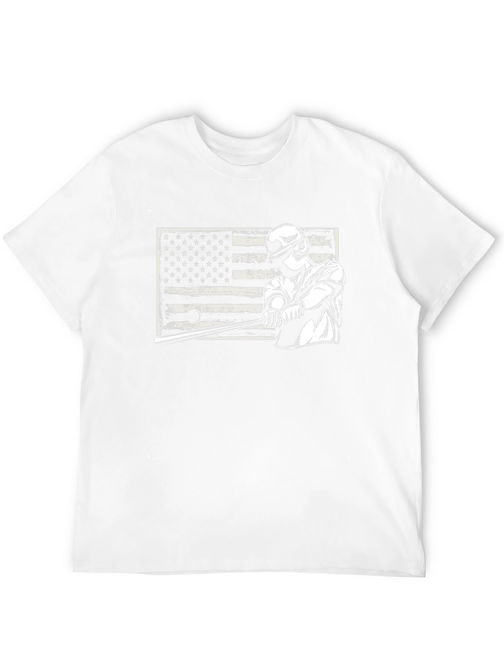 Baseball Player USA Flag Graphic T-Shirt