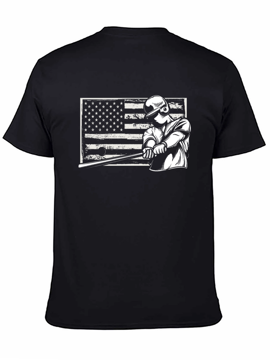 Baseball Player USA Flag Graphic T-Shirt