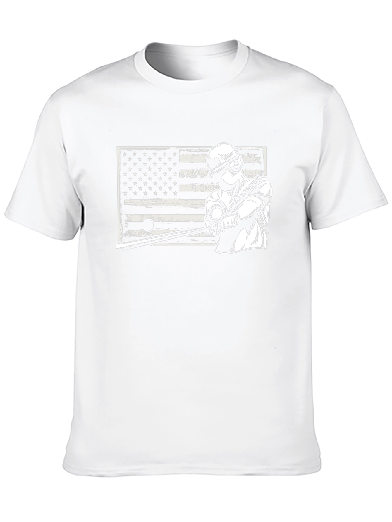 Baseball Player USA Flag Graphic T-Shirt