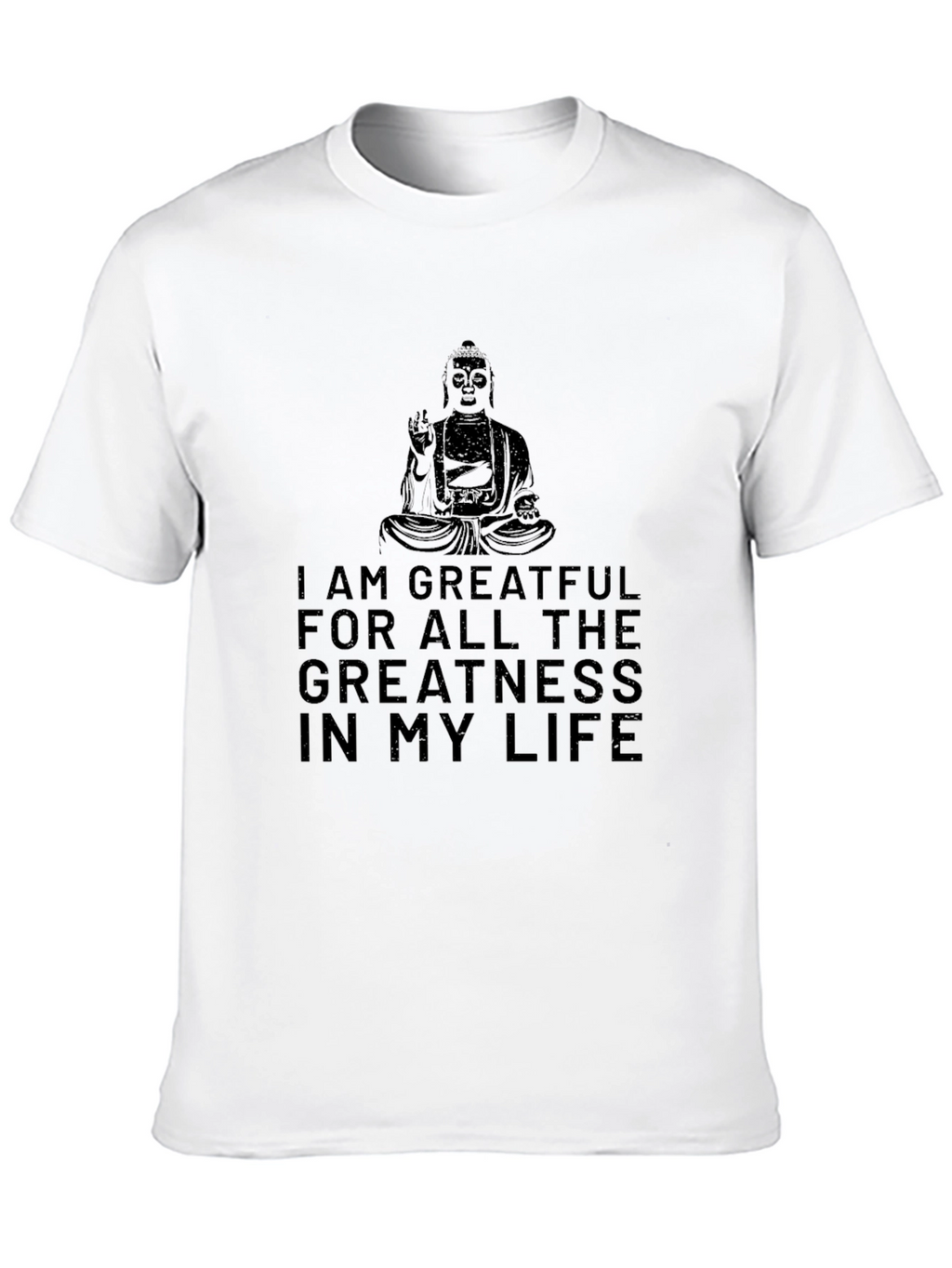 Grateful Buddha Graphic Tee - Black Cotton T-Shirt