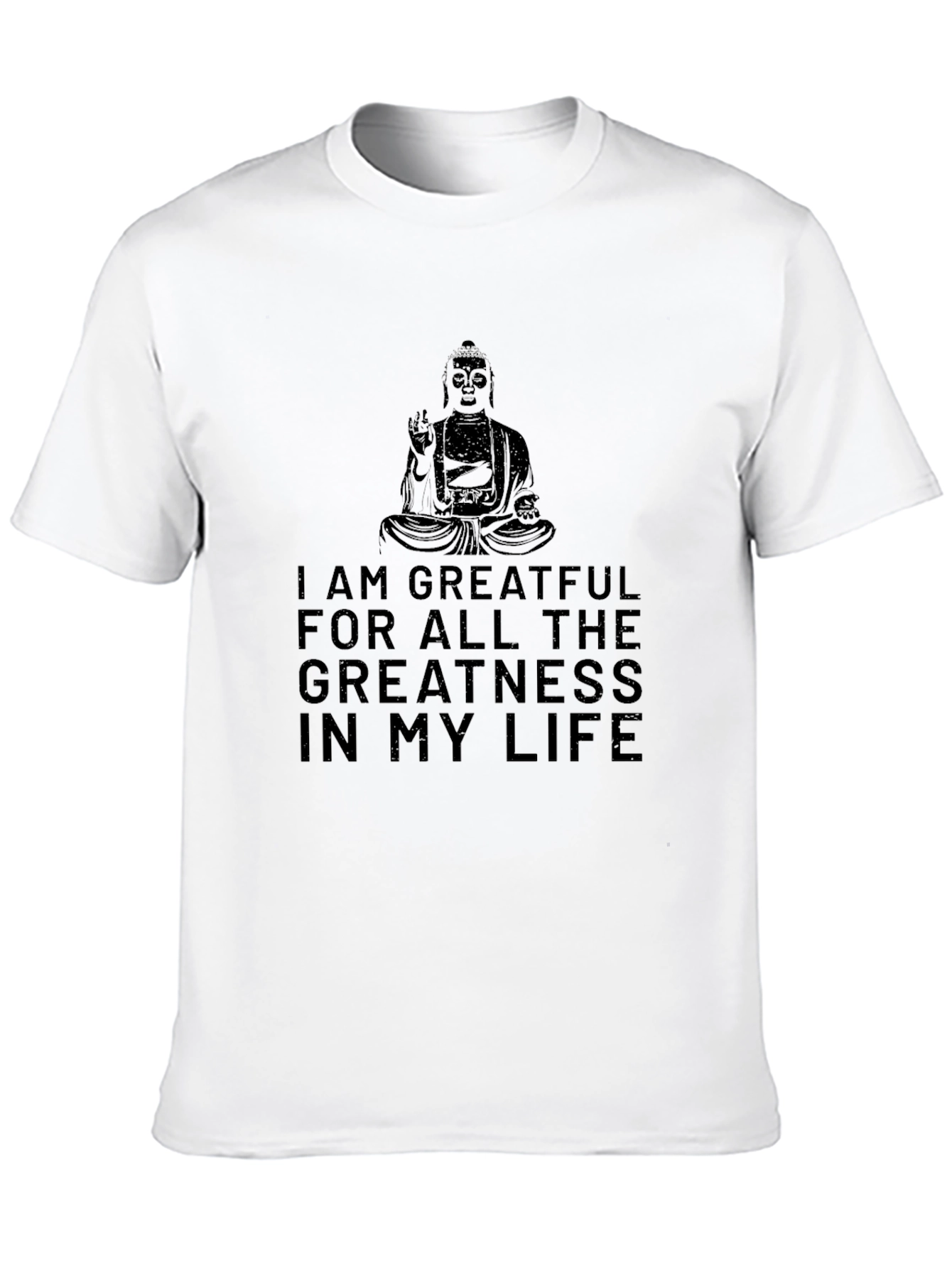 Grateful Buddha Graphic Tee - Black Cotton T-Shirt