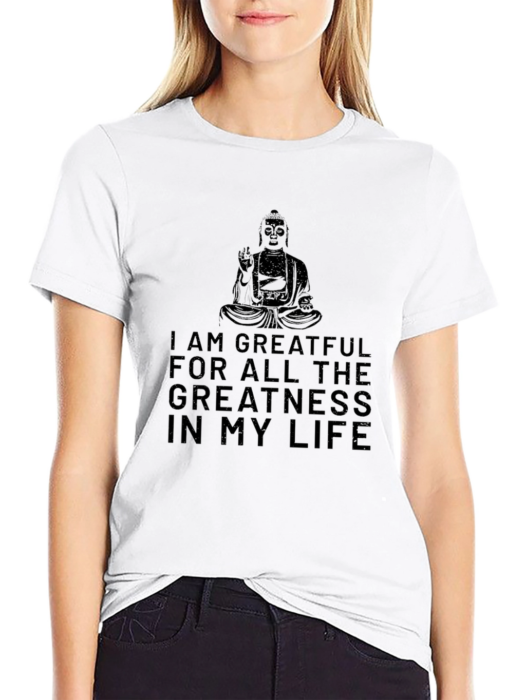 Grateful Buddha Graphic Tee - Black Cotton T-Shirt