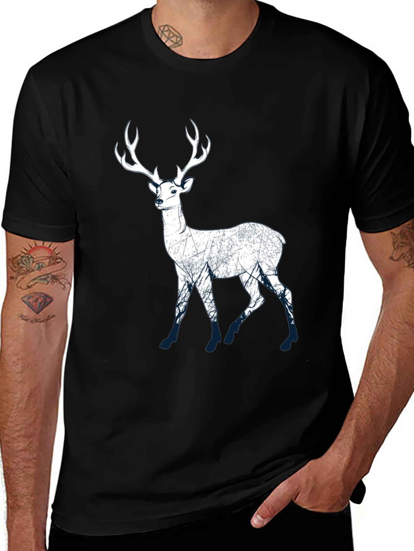 Deer Graphic Print Mens T-Shirt
