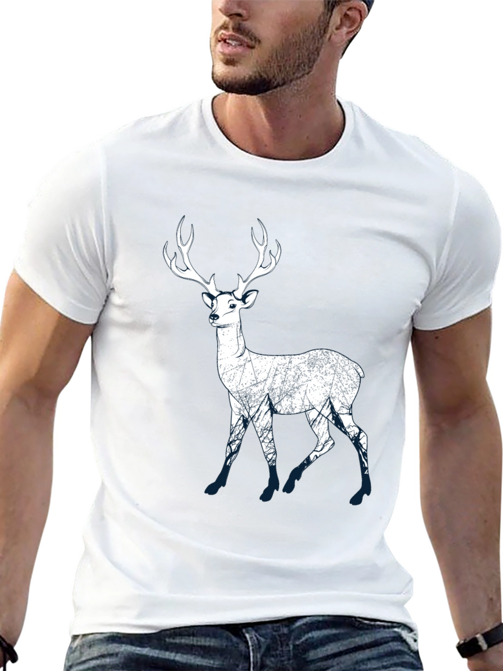 Deer Graphic Print Mens T-Shirt