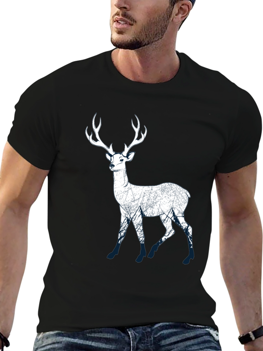Deer Graphic Print Mens T-Shirt