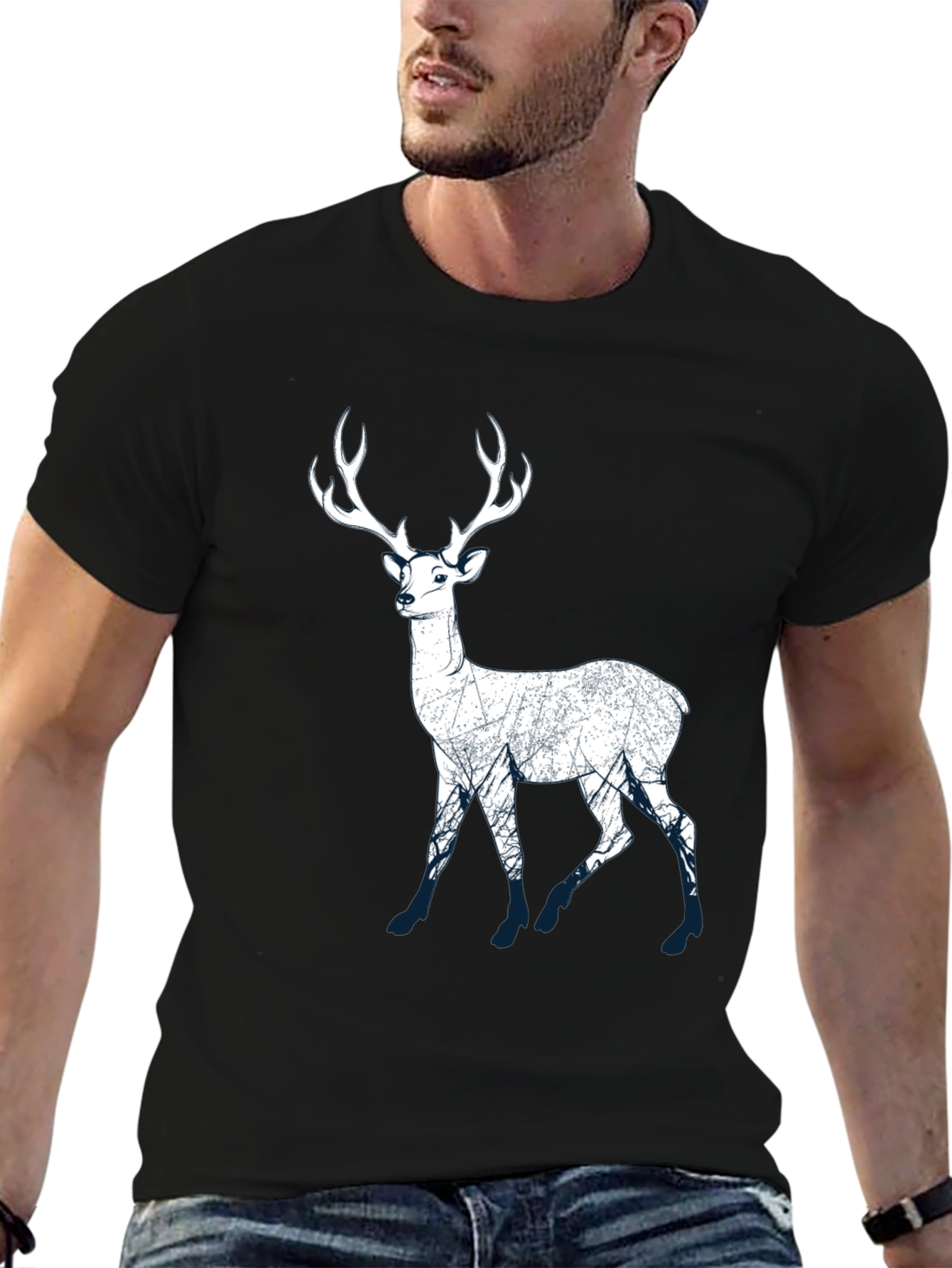 Deer Graphic Print Mens T-Shirt