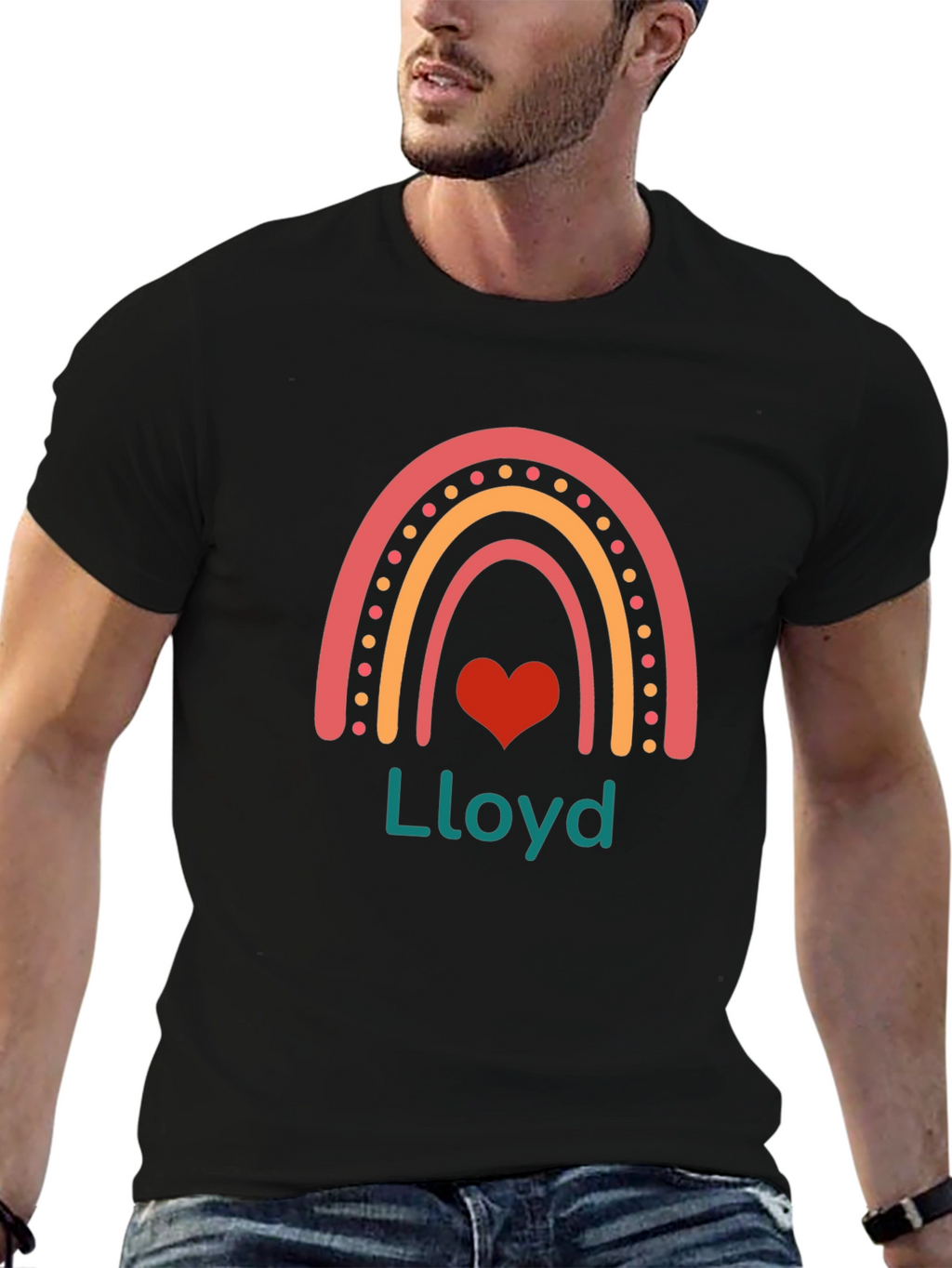 Personalized Rainbow Heart T-Shirt - Lloyd