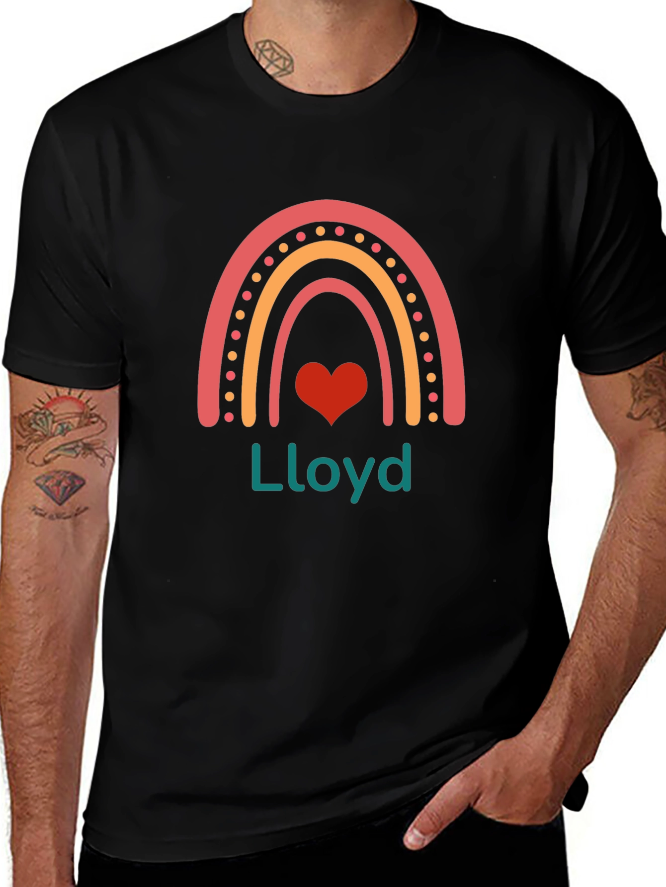 Personalized Rainbow Heart T-Shirt - Lloyd