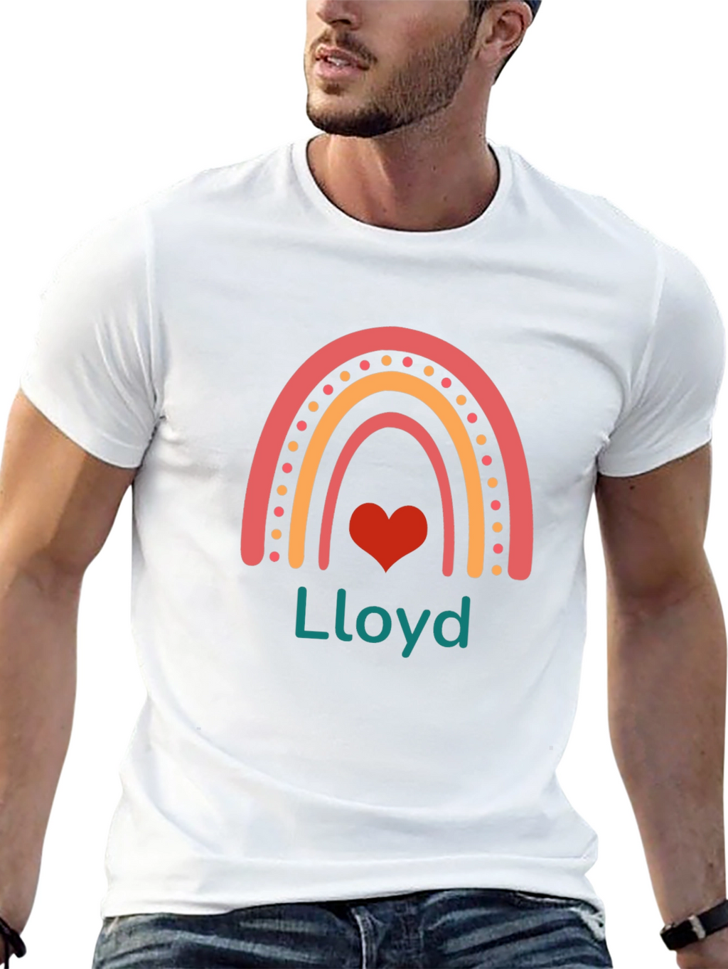Personalized Rainbow Heart T-Shirt - Lloyd