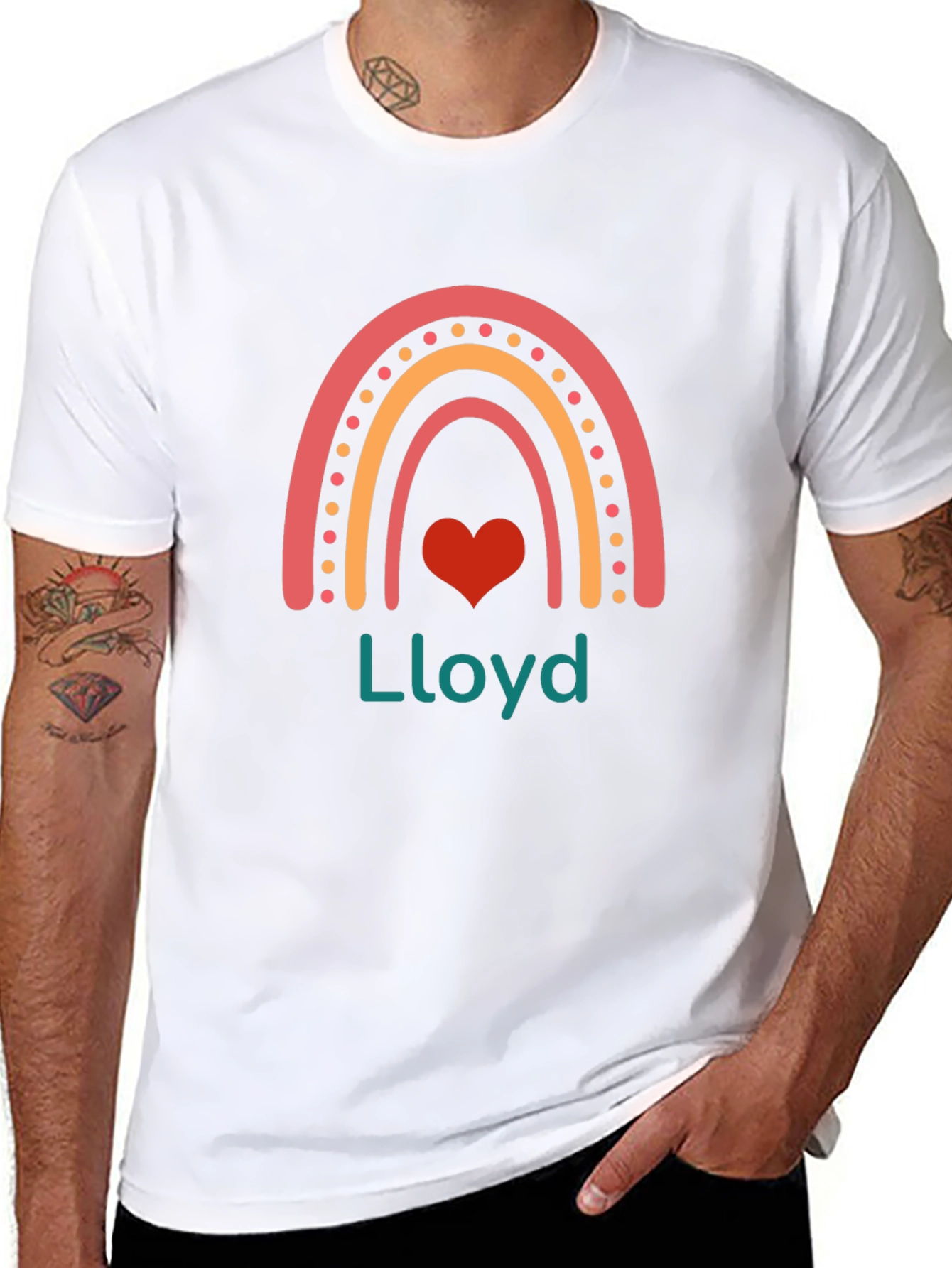 Personalized Rainbow Heart T-Shirt - Lloyd