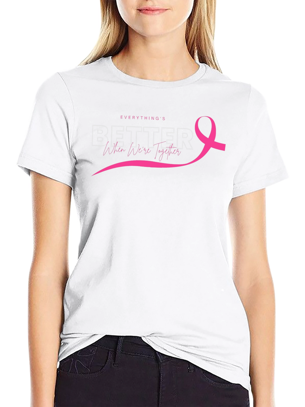 Everythings Better Together Breast Cancer Awareness Tee
