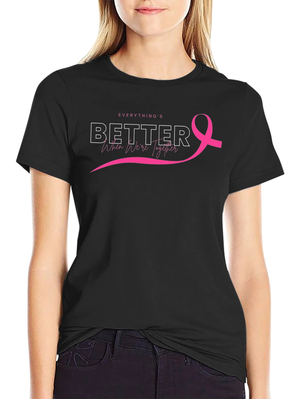Everythings Better Together Breast Cancer Awareness Tee