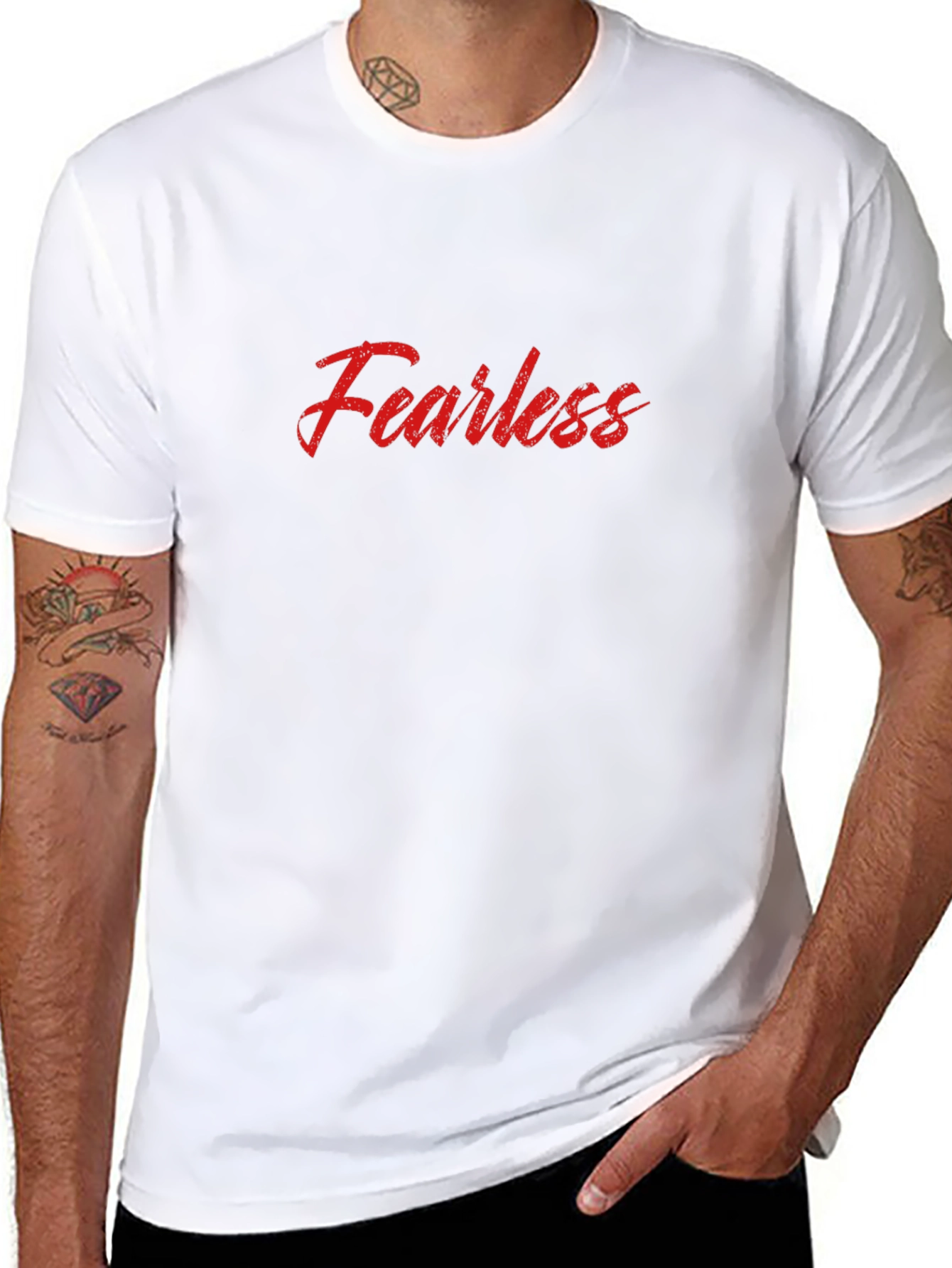 Fearless Red Print Black T-Shirt