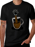 Cartoon Coffee Hand T-Shirt - Unique Graphic Tee