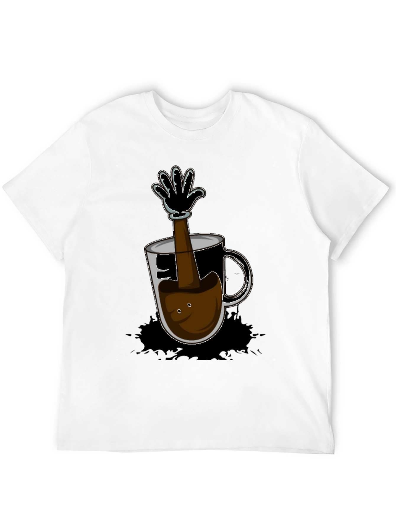 Cartoon Coffee Hand T-Shirt - Unique Graphic Tee