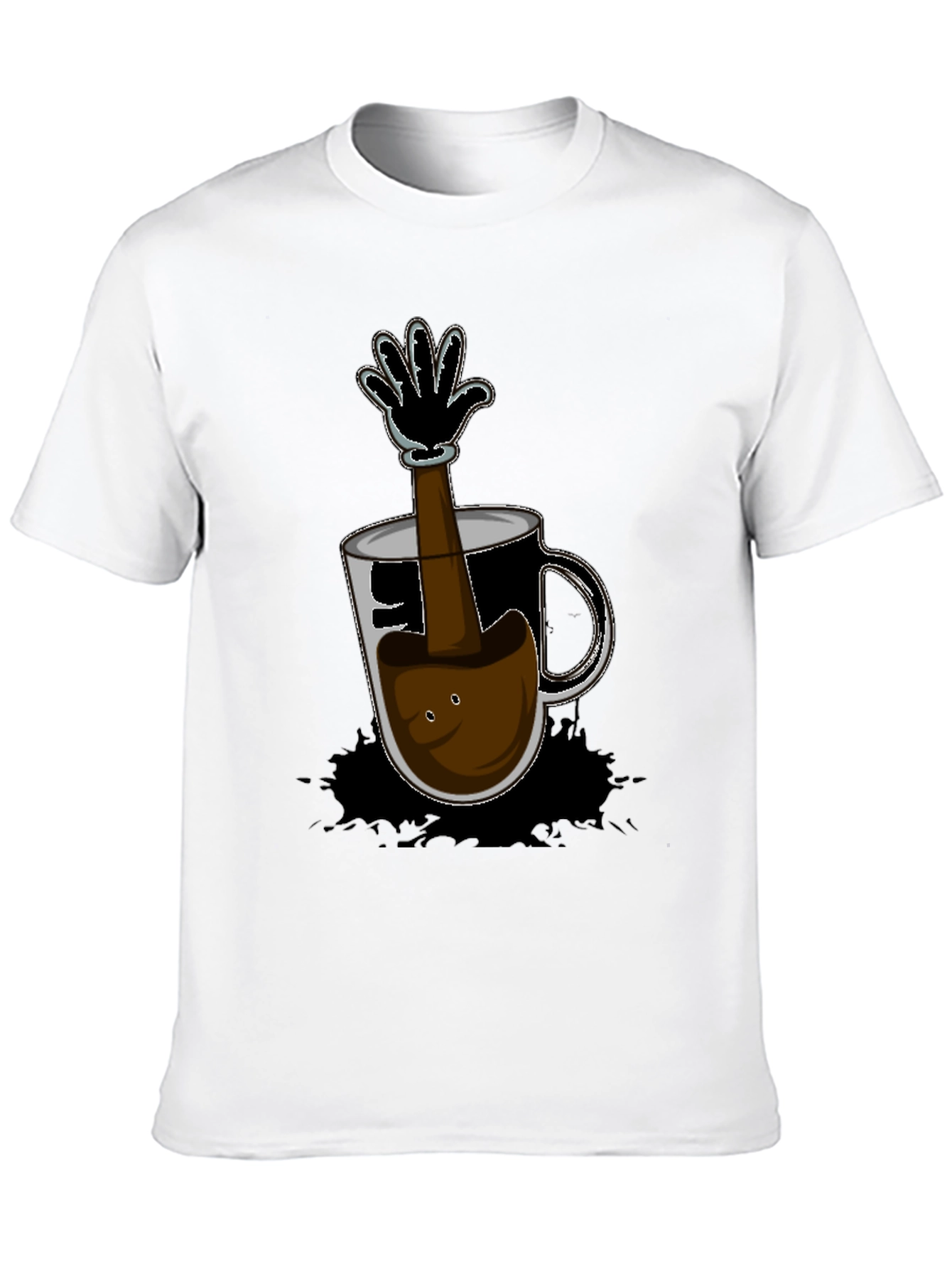 Cartoon Coffee Hand T-Shirt - Unique Graphic Tee