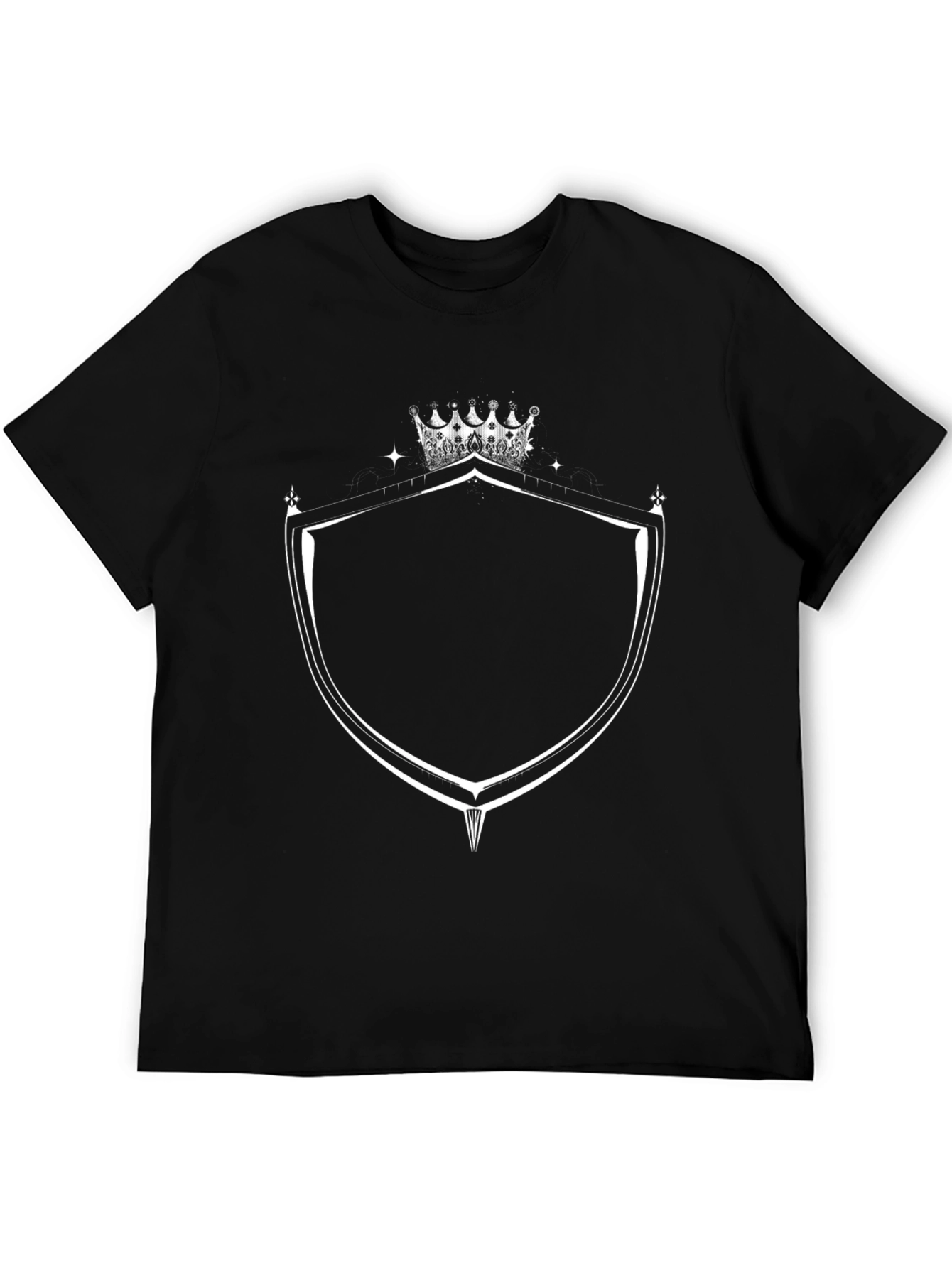 Black T-Shirt with Crown & Shield Graphic