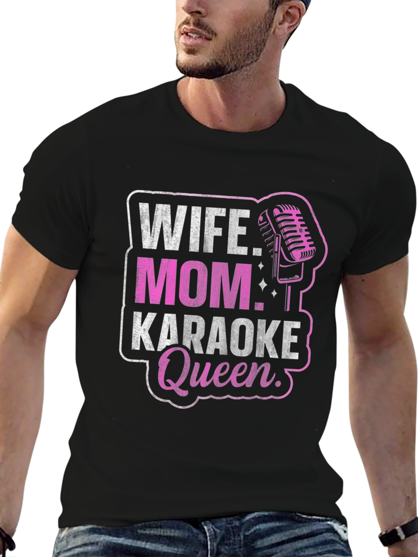 Wife Mom Karaoke Queen Black T-Shirt