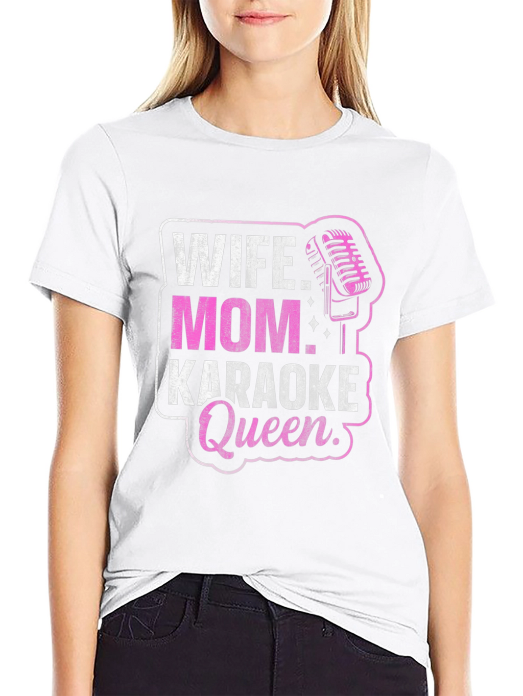 Wife Mom Karaoke Queen Black T-Shirt