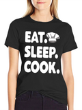 Eat Sleep Cook T-Shirt - Chef Hat Design