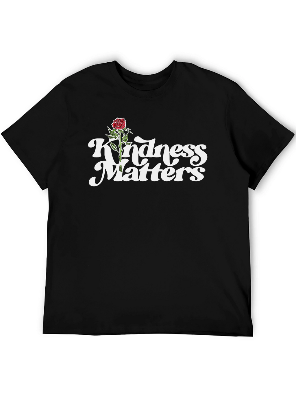 Kindness Matters Rose Graphic Black T-Shirt