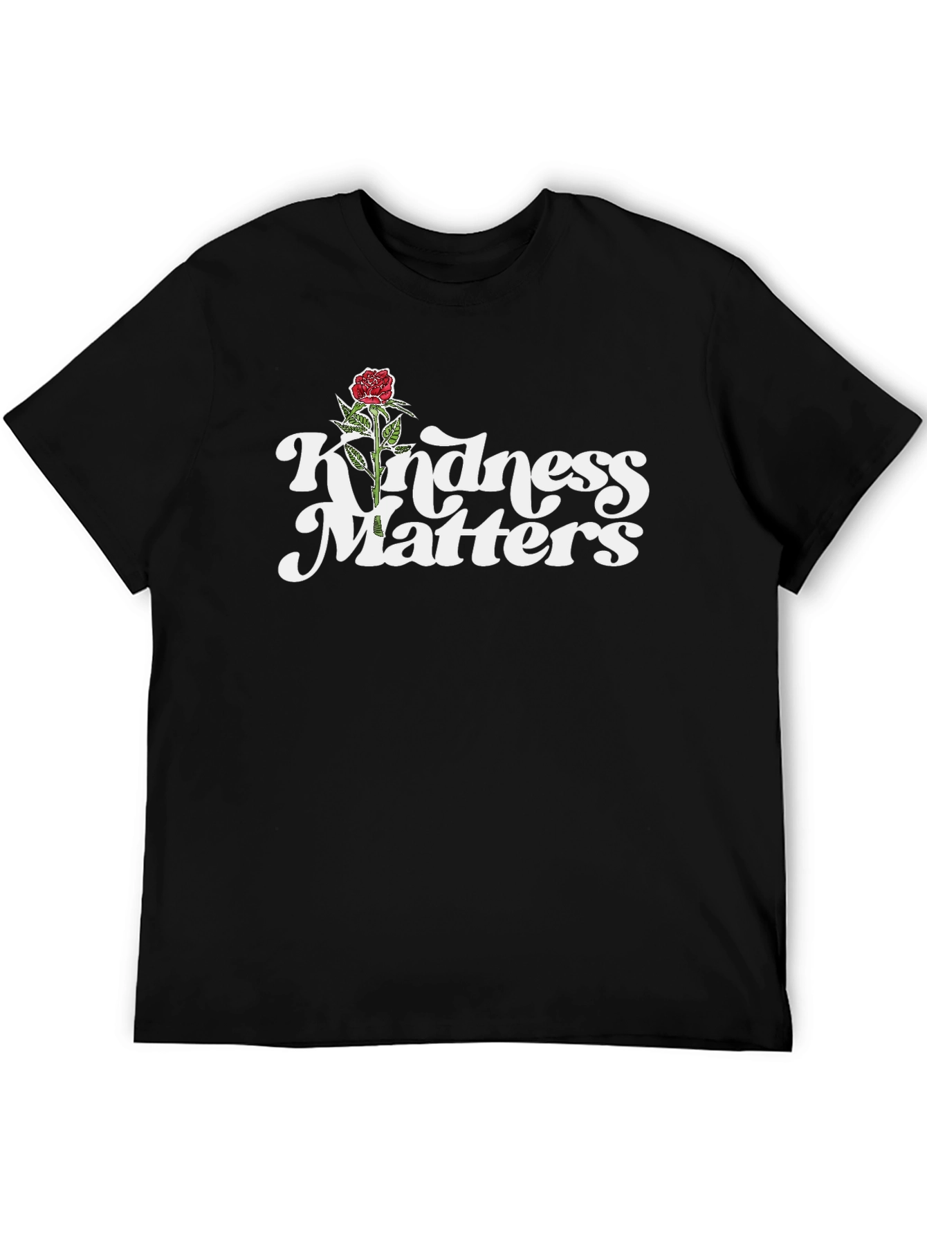 Kindness Matters Rose Graphic Black T-Shirt