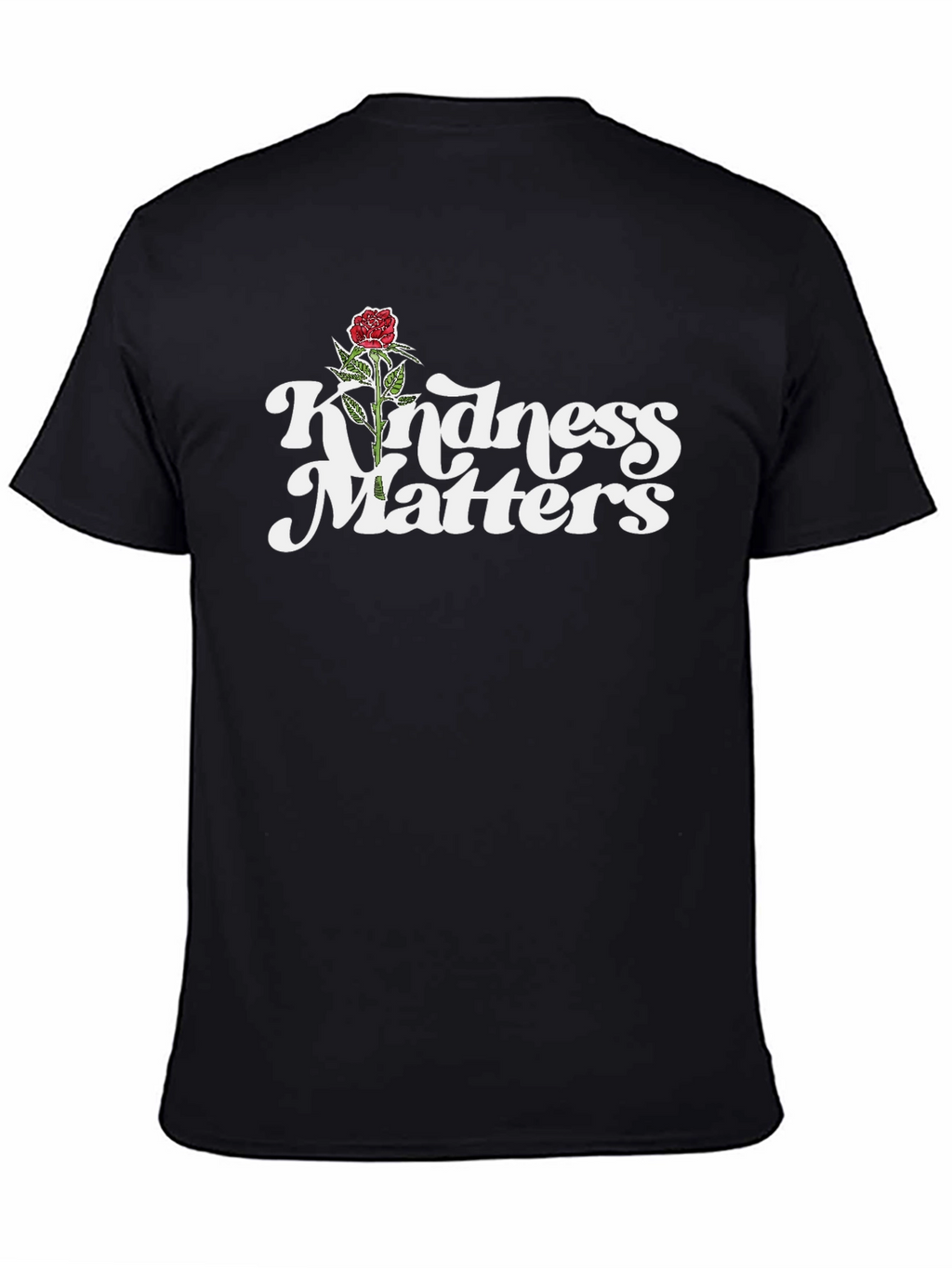 Kindness Matters Rose Graphic Black T-Shirt