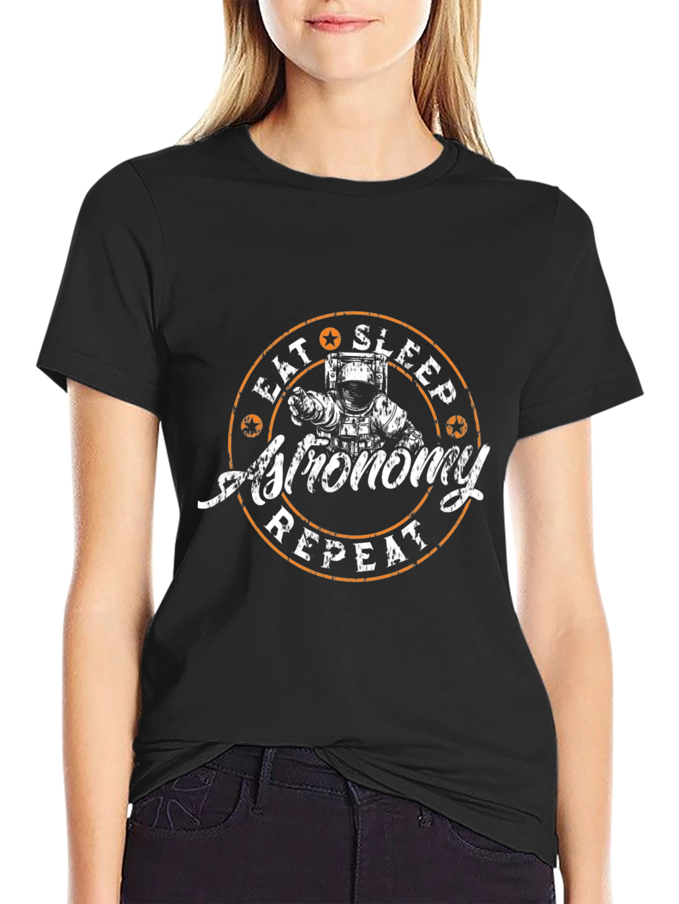Eat Sleep Astronomy Repeat Black T-Shirt