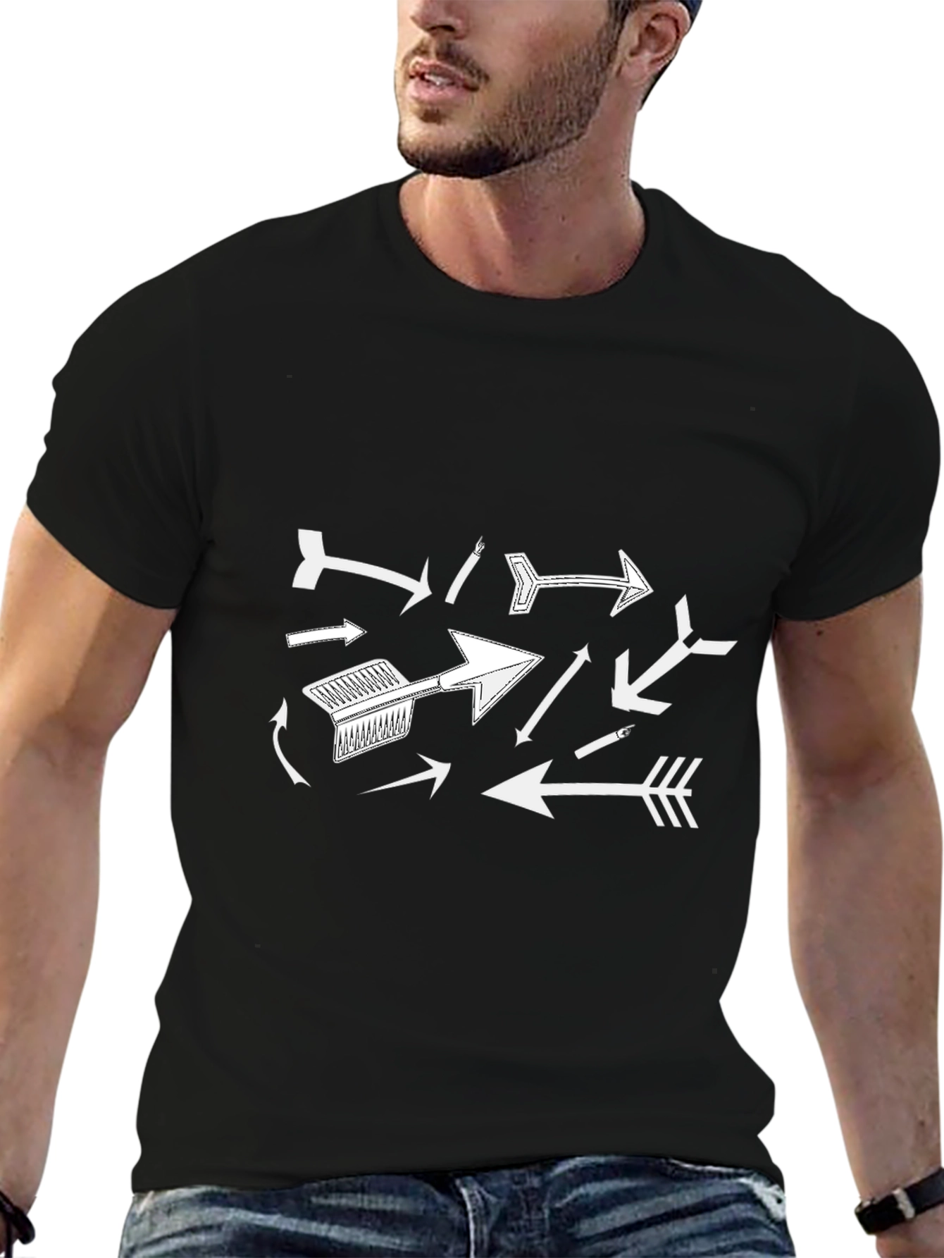 Arrow Graphic Print Black T-Shirt