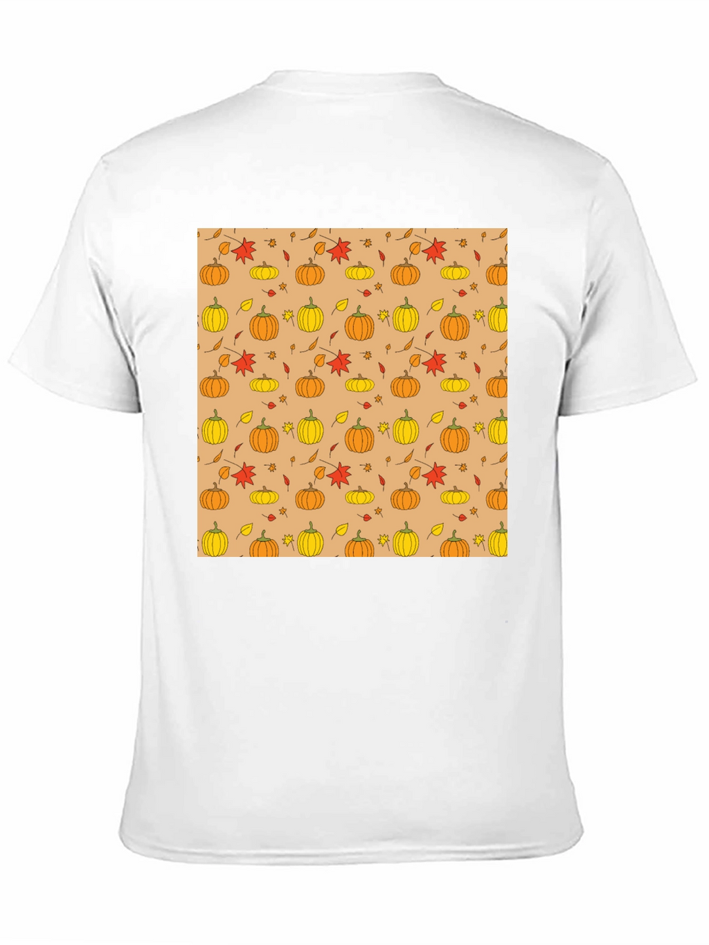 Fall Pumpkin & Leaf Pattern T-Shirt - Black