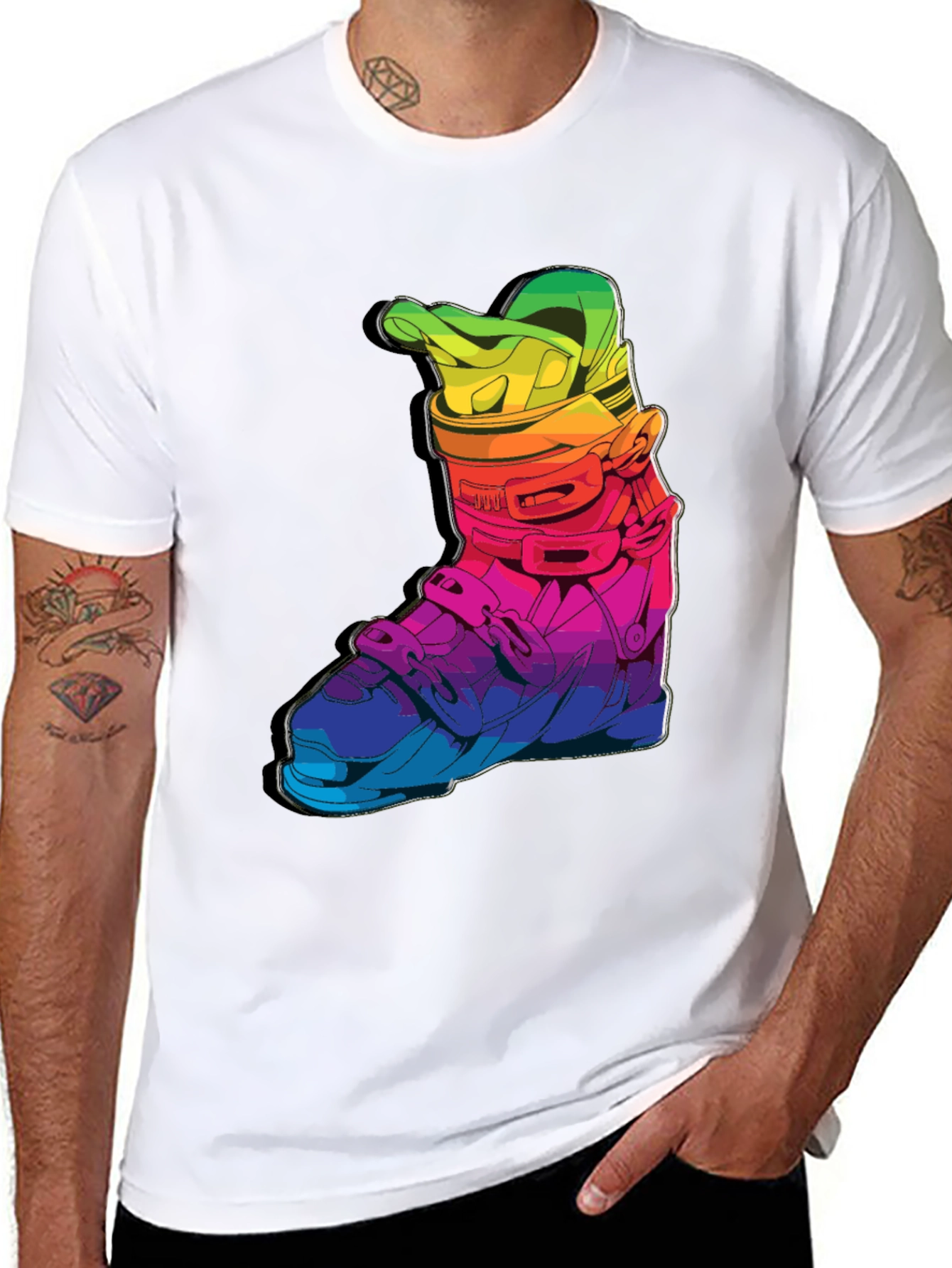 Rainbow Ski Boot T-Shirt