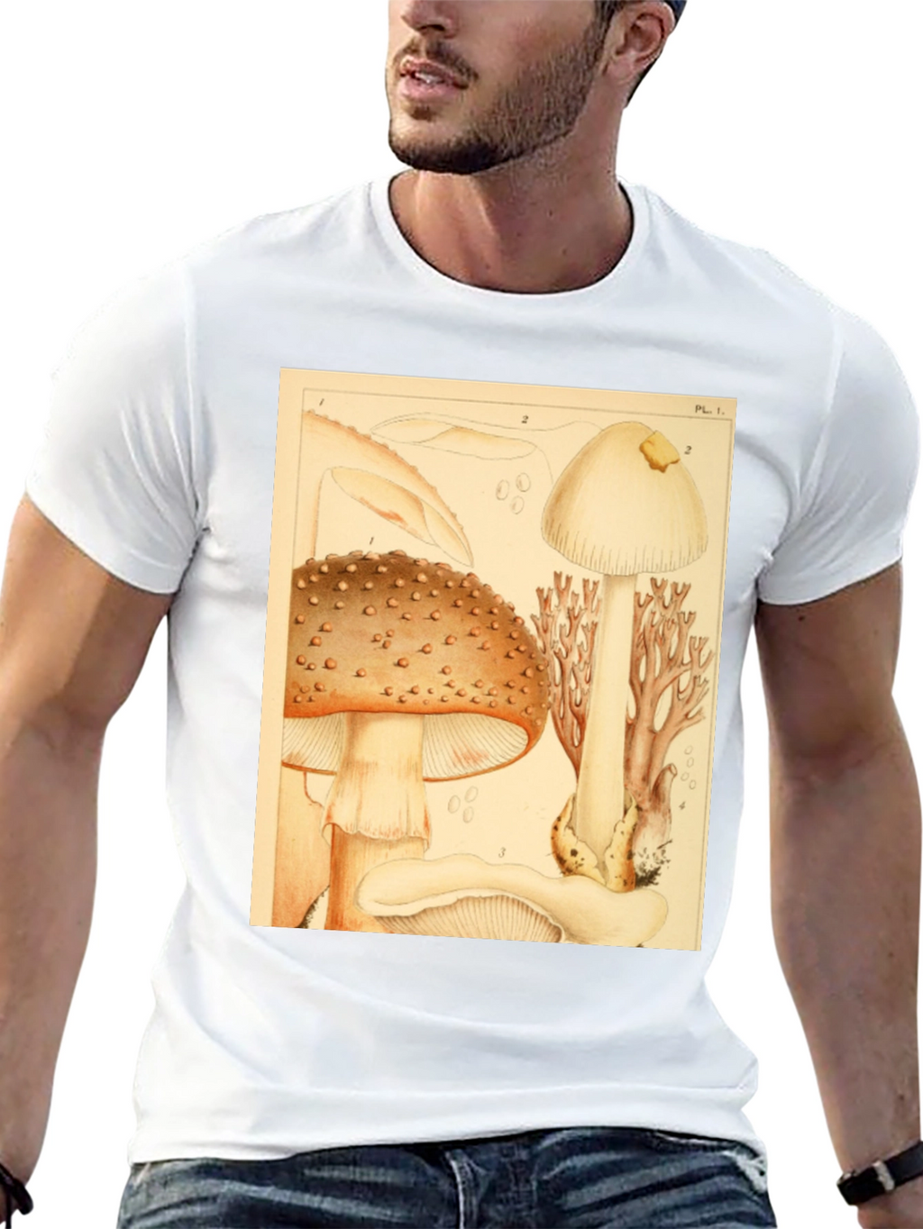 Mushroom Print T-Shirt - Nature Inspired Tee