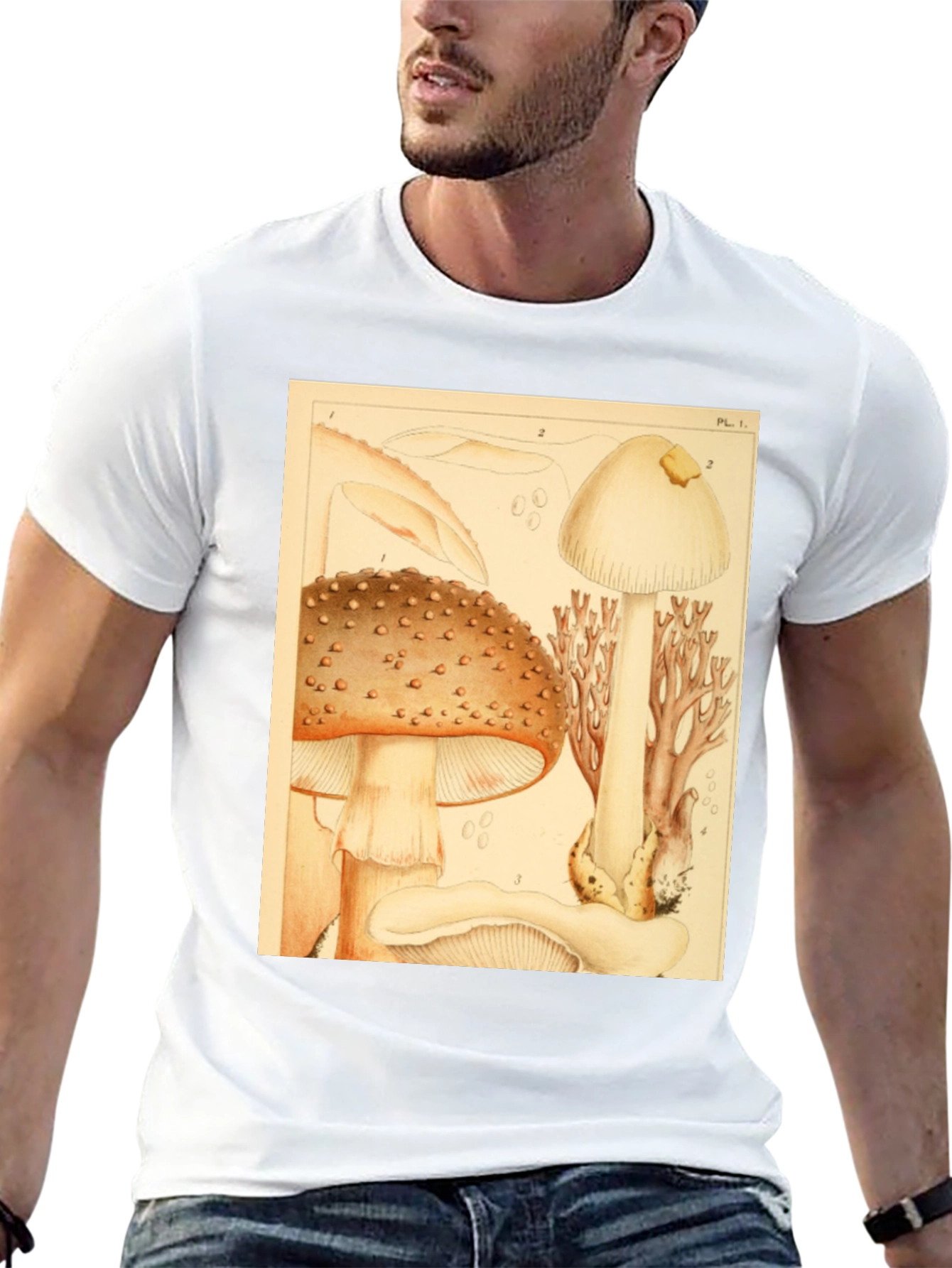 Mushroom Print T-Shirt - Nature Inspired Tee