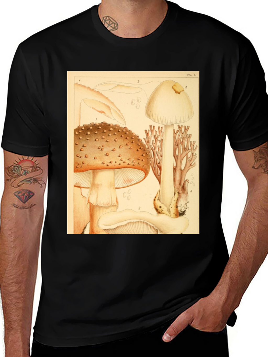 Mushroom Print T-Shirt - Nature Inspired Tee