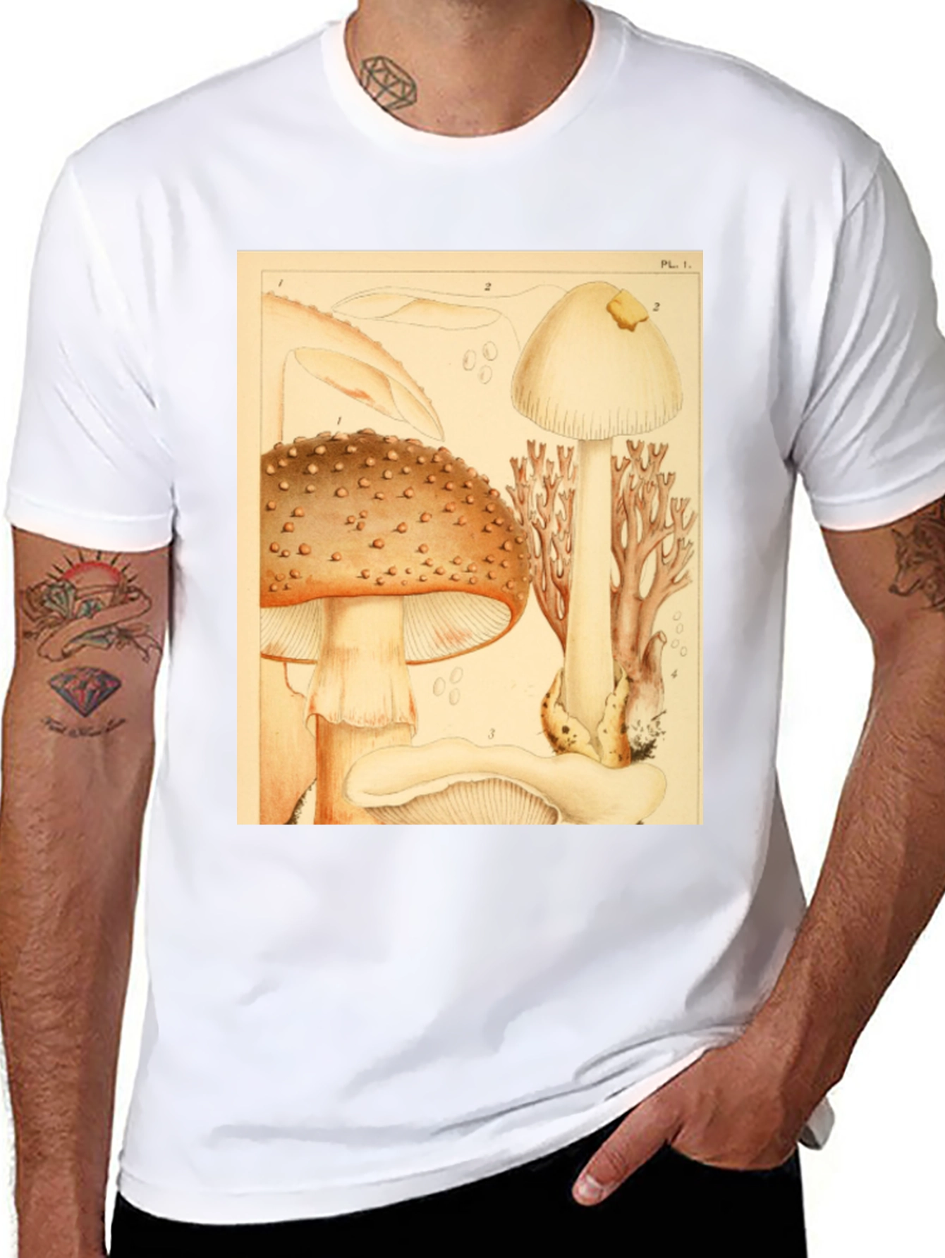 Mushroom Print T-Shirt - Nature Inspired Tee