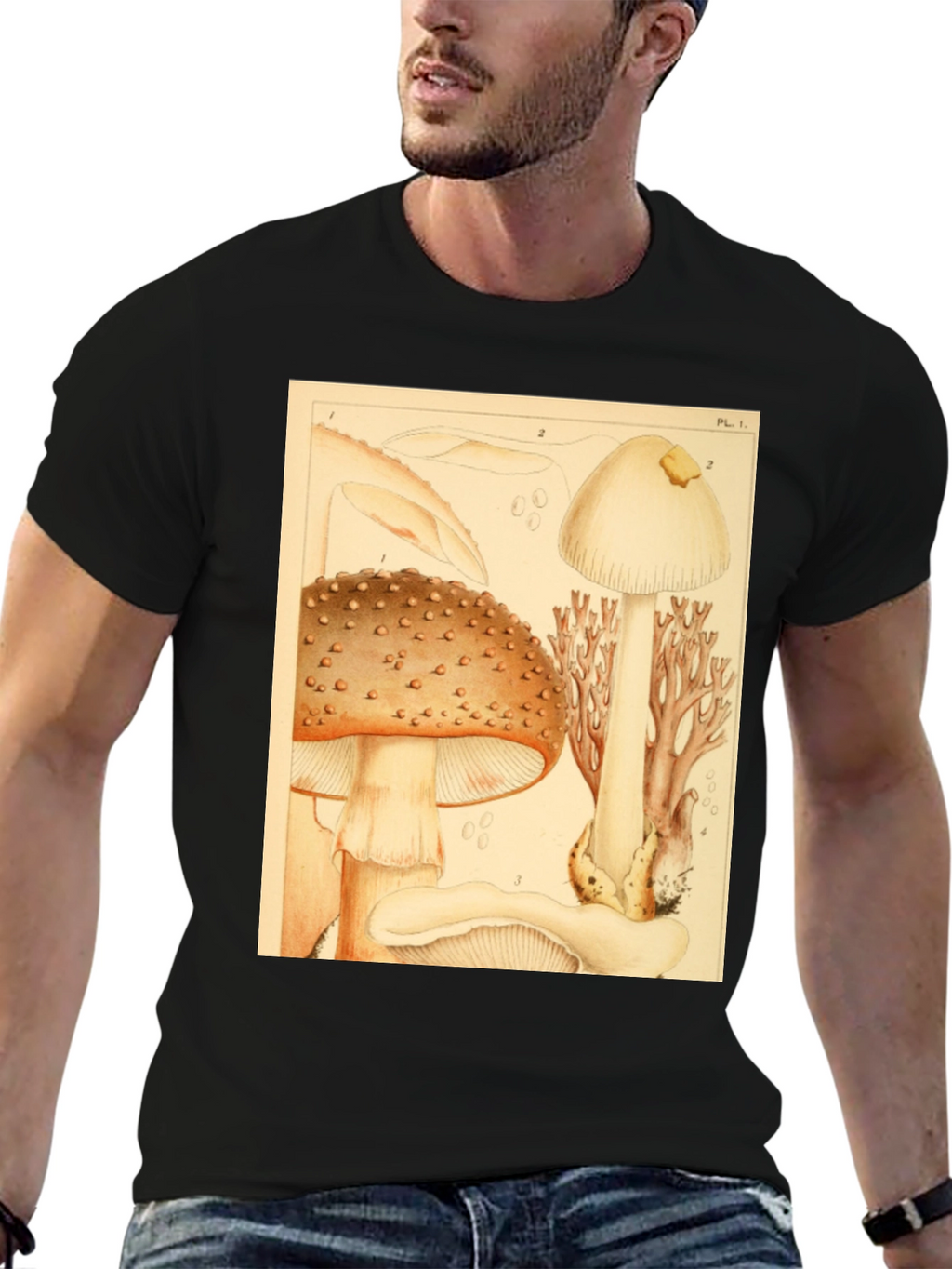 Mushroom Print T-Shirt - Nature Inspired Tee