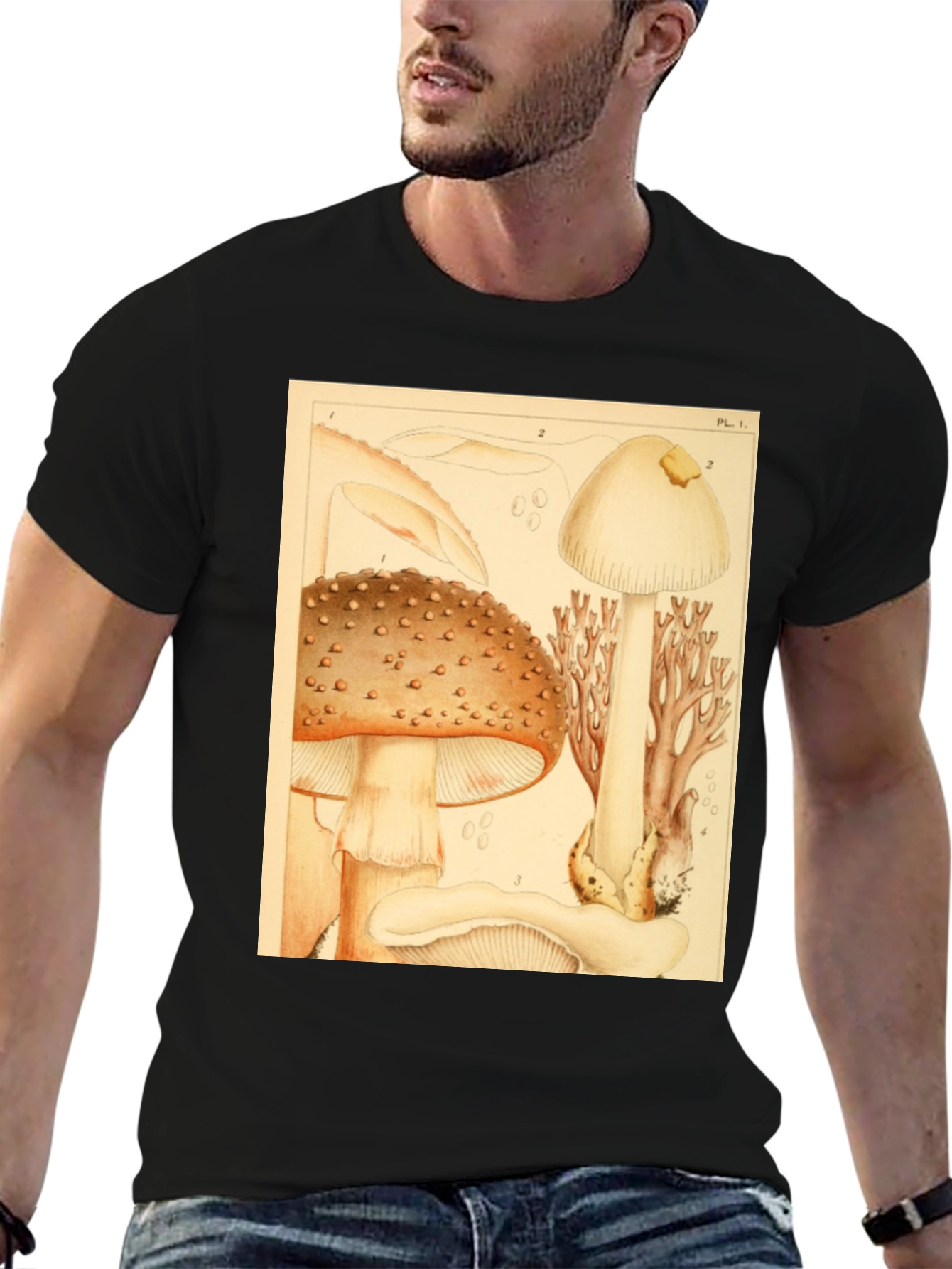 Mushroom Print T-Shirt - Nature Inspired Tee