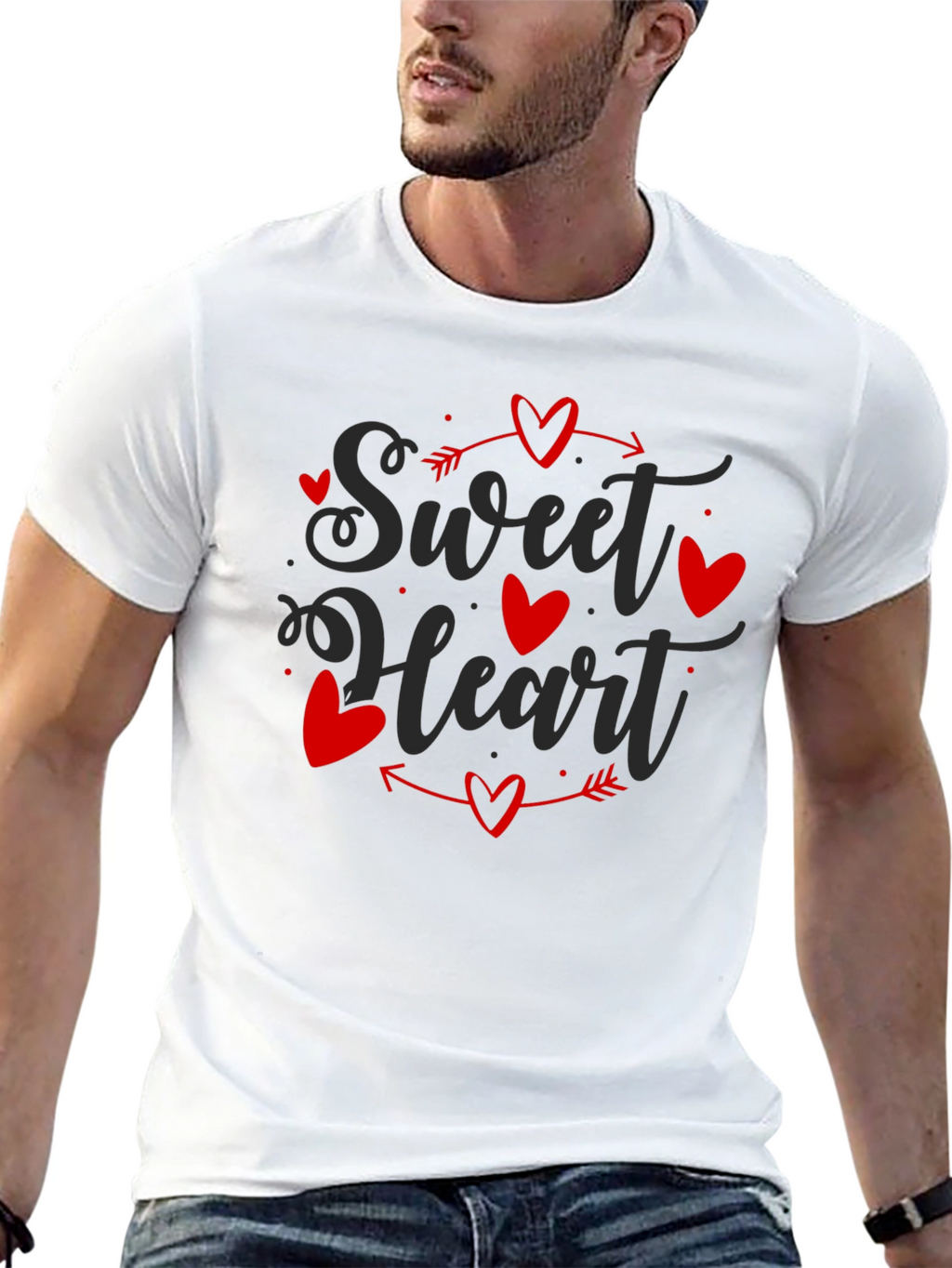 Sweet Heart Valentines Day Black T-shirt
