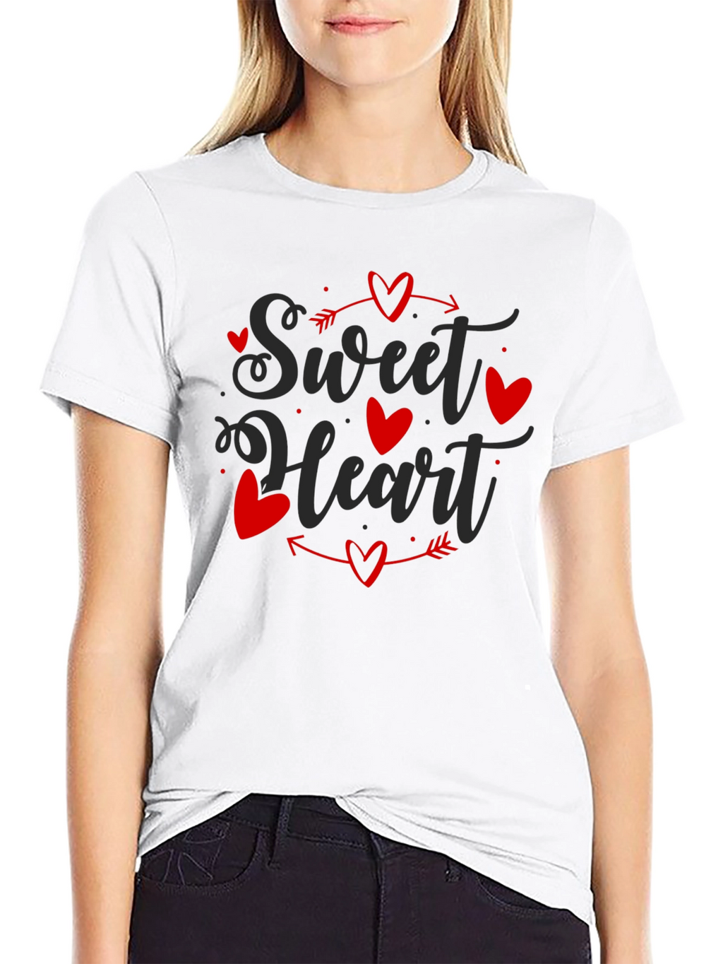 Sweet Heart Valentines Day Black T-shirt